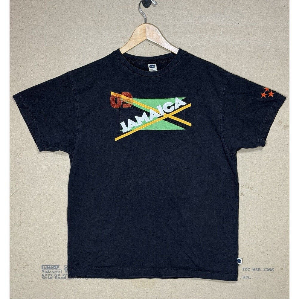 Blue Marlin Jamaica Flag Embroidered Souvenir T Shirt Black Mens XL Caribbean